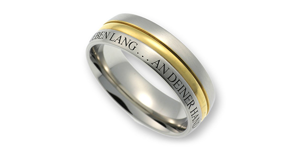 Stainless Steel Bicolour PVD Coated Polished Matt Ring, inscription, meaning