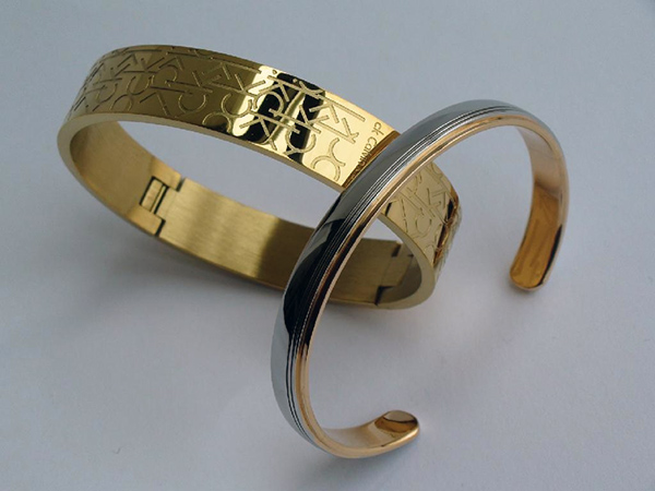 PVD gold finish on bangles
