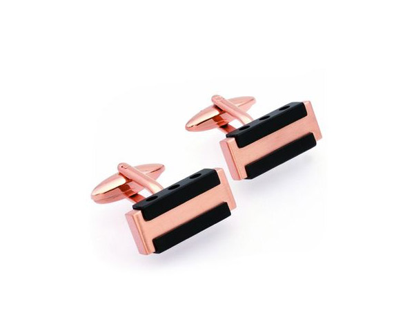 Stainless Steel With Rose Gold Plating Cufflinks - from Finnies the Jewellers UK