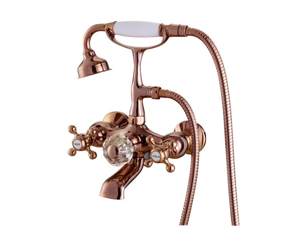 Rose gold finish bathroom clawfoot telephone shower and bathtub faucet