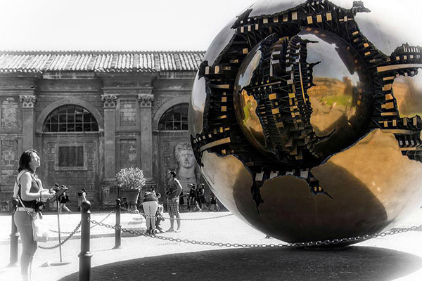 Sphere-Within-Sphere bronze sculpture by Arnaldo Pomodoro, Vatican City