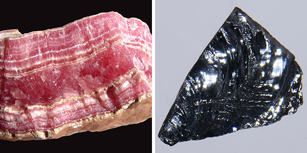 Rhodochrosite, a manganese (Mn) mineral and Silicon (Si)