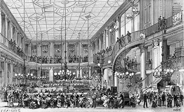 The Hall Marengo at the Grand Magasins du Louvre Engraving circa 1870