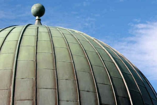 Typical blue-green coloration of copper on this domed roof in Edinburgh