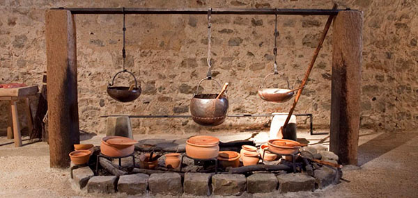 A recreated 12th-Century kitchen, Dover Castle, English Heritage