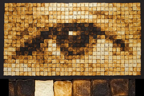 Toast Pixels, an artwork made from toast by artist Arne Felix Magold from Tricksal