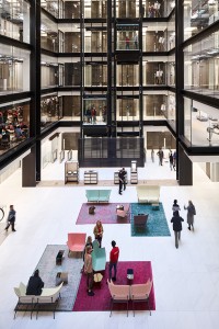 The base of the atrium Google offices, 6 Pancras Square, London, UK Photography by Tim Soar