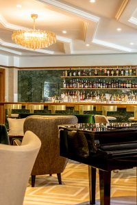 The Devonshire Club Hotel Cocktail Bar Interior Design: March & White PVD coloured stainless steel: John Desmond Ltd