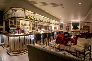 The Champagne Bar. The Devonshire Club Hotel Interior Design: March & White PVD coloured stainless steel: John Desmond Ltd