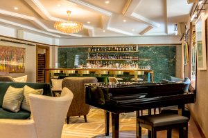The Cocktail Bar. The Devonshire Club Hotel Interior Design: March & White PVD coloured stainless steel: John Desmond Ltd