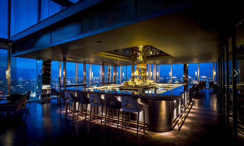 The bar at Aqua Shard, restaurant on 31st floor of the Shard. - Design by Aqua Restaurant Group's founder and creative director David Yeo and architects Jestico + Whiles