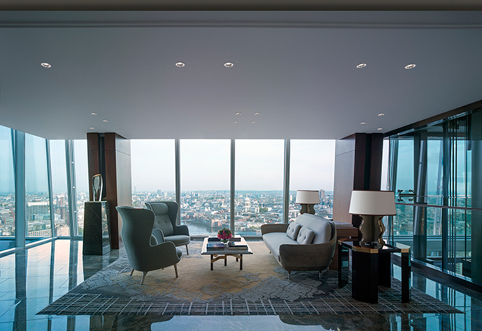 The Sky Lobby in Shangri-La at the Shard by LRF designers and Steve Leung
