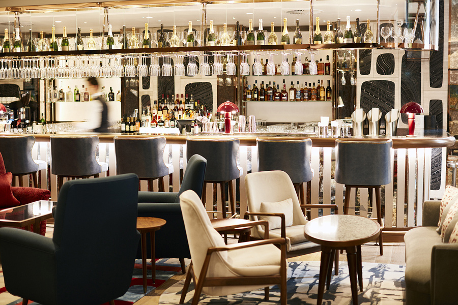The Devonshire Club Hotel Champagne Bar - Interior Design: March & White - PVD coloured stainless steel: John Desmond Ltd
