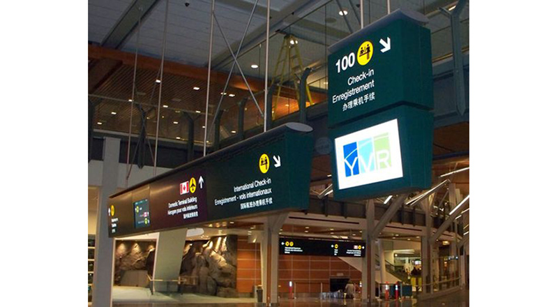 Signage at Vancouver Airport by Knight Architectural Products