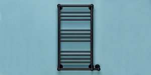 Rutland Radiators Milner heated towel rail Manufactured from 32mm DZR brass tube with cropped joints and powder coated in Black