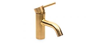 DB 1650 Monobloc mixer tap in Double Stone Steel PVD coloured stainless steel in Brass brushed finish by John Desmond Ltd.