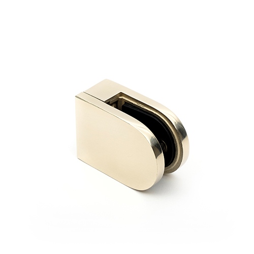 DSS BC D-shaped Glass Clamp in PVD coloured stainless steel Almond Gold Mirror.