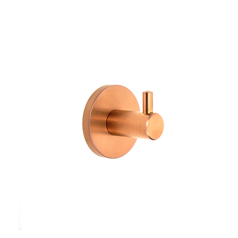 DSS DB 7102 Prestige Single Robe Hook in PVD coloured stainless steel Copper Brush