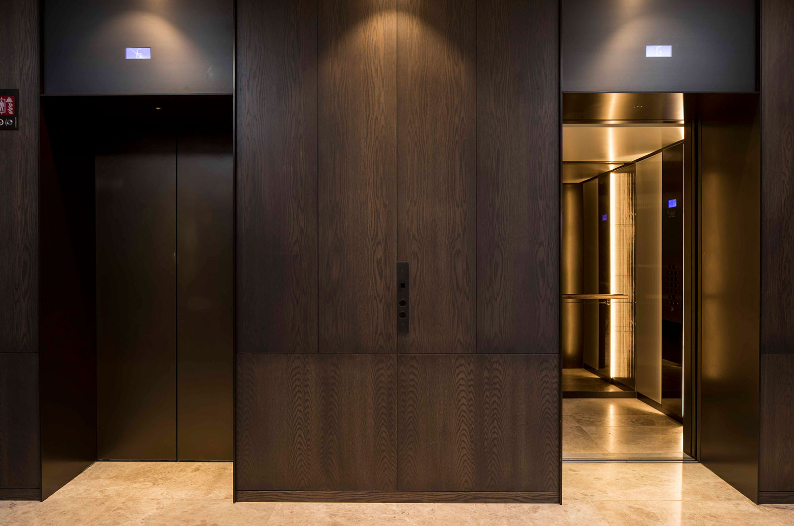 Bronze Elevators, Fenman House, Kings Cross, London, UK