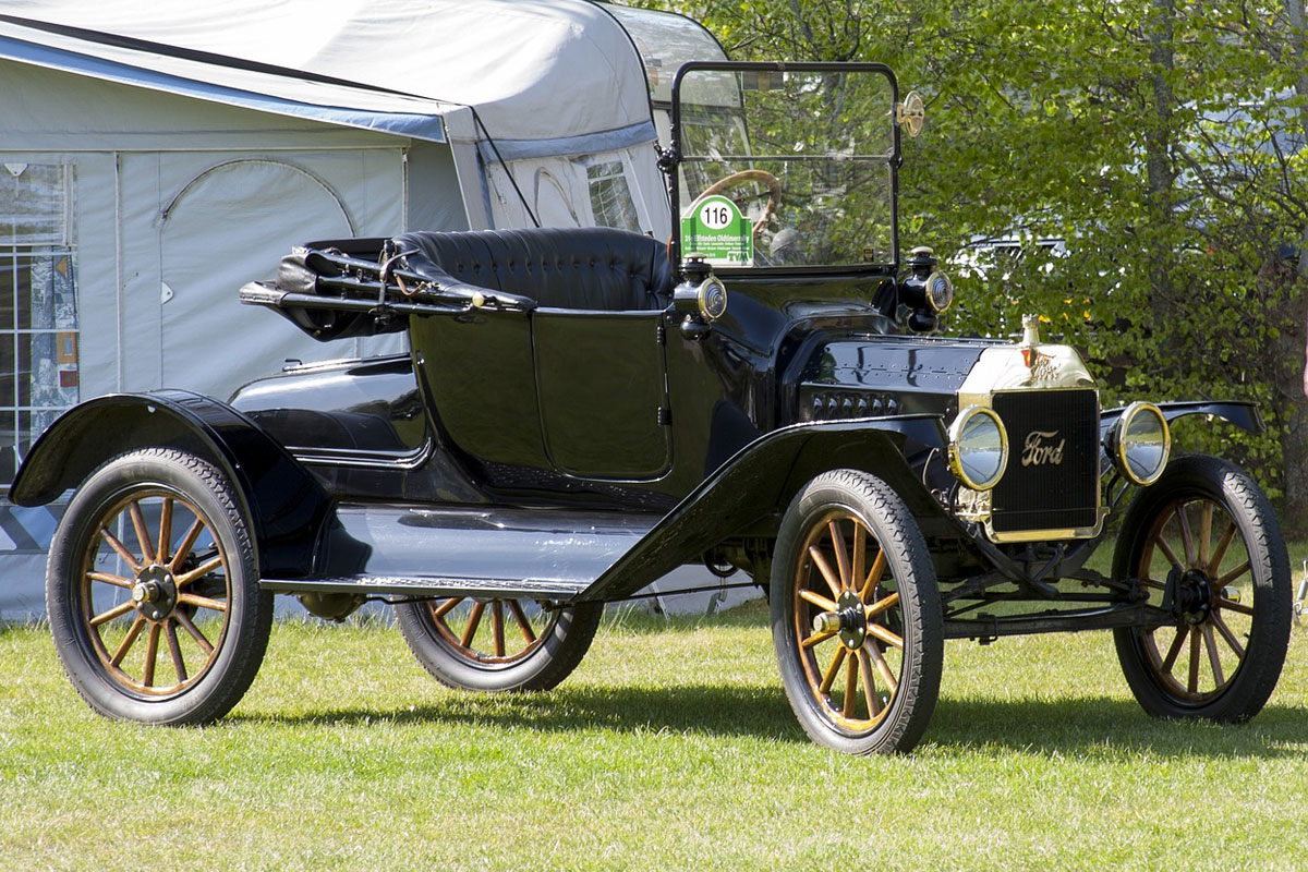 The Ford Model T, first manufactured in 1908. Many mechanical components were made from vanadium steel valued by Henry Ford for its strength and flexibility.