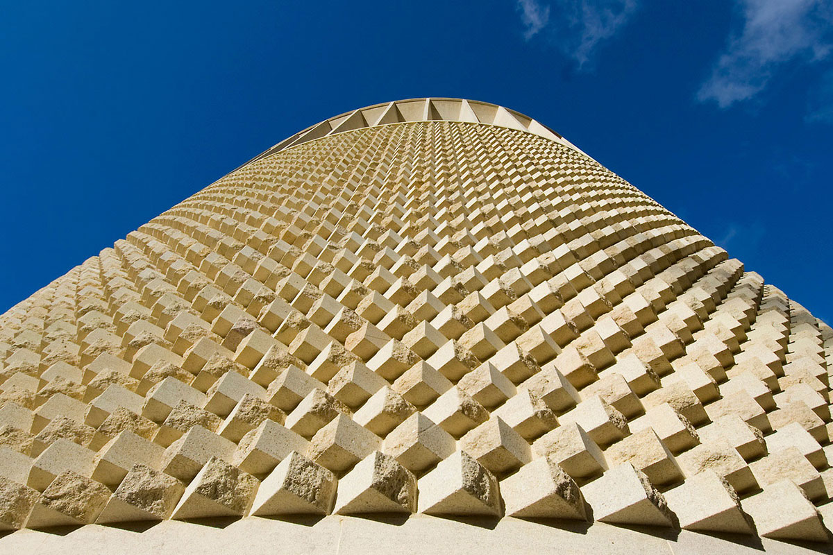 The limestone exterior of Ripon College Chapel in Oxford designed by Niall McLaughlin Architects. The college trains men and women for ministry in the Church of England. Photograph by Niall McLaughlin Architects.