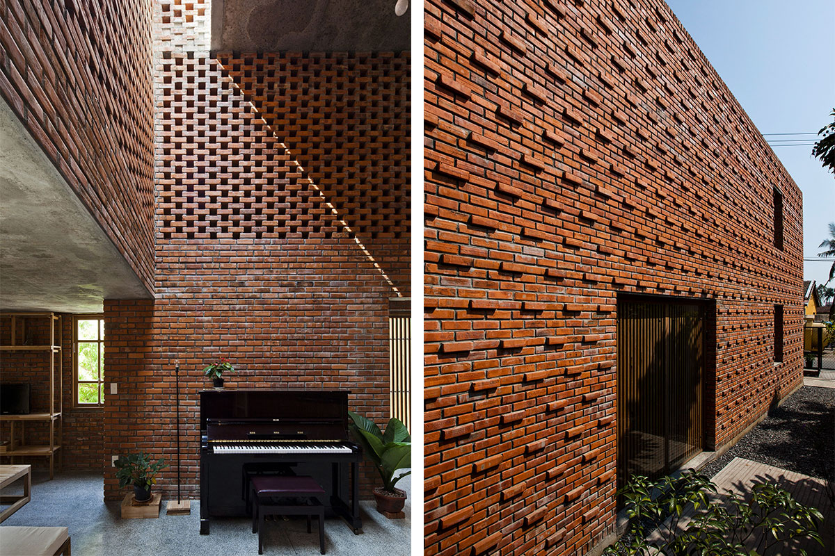 Termitary House in the coastal city of Da Nang, Vietnam is constructed from baked bricks, a traditional building material in the area. Designed by architects Tropical Space. Photographs by Hiroyuki Oki.