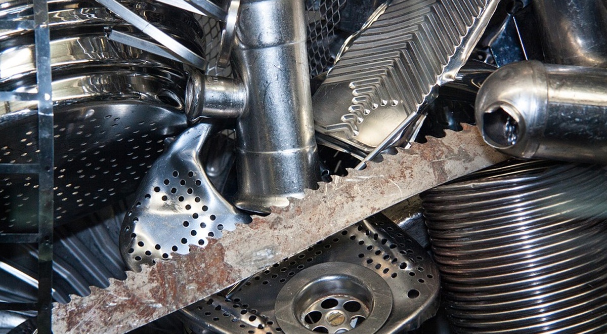 Stainless steel products, parts and components to be recycled. Modern manufacturing processes utilise a high proportion of stainless steel scrap metal in new products.