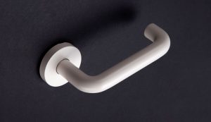 Cream powder coat finish on 3V 522 lever door handle