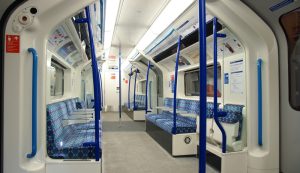 Train carriage grab rails in antimicrobial powder coat finish.