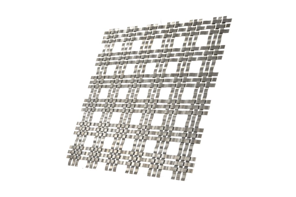 JDL Amron PVD architectural mesh - Product Ref: JDL Amron PVD Rigid Woven Mesh M33-5 - Colour: Gun Metal - Gun Metal is suitable for interior use only, not exterior use