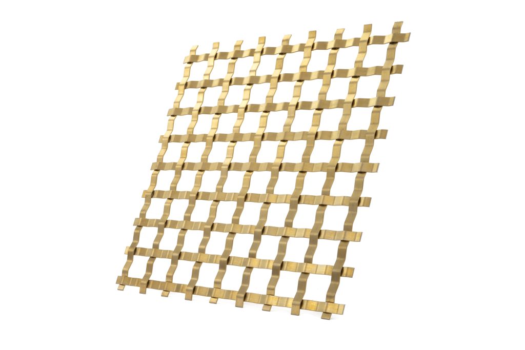 JDL Amron PVD architectural mesh - Product Ref: JDL Amron PVD Rigid Woven Mesh S-15 - Colour: Brass - Brass is suitable for interior and exterior use