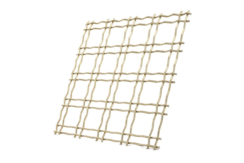 JDL Amron PVD architectural mesh - Product Ref: JDL Amron PVD Rigid Woven Mesh M22-8 - Colour: Almond Gold - Almond Gold is suitable for interior and exterior use