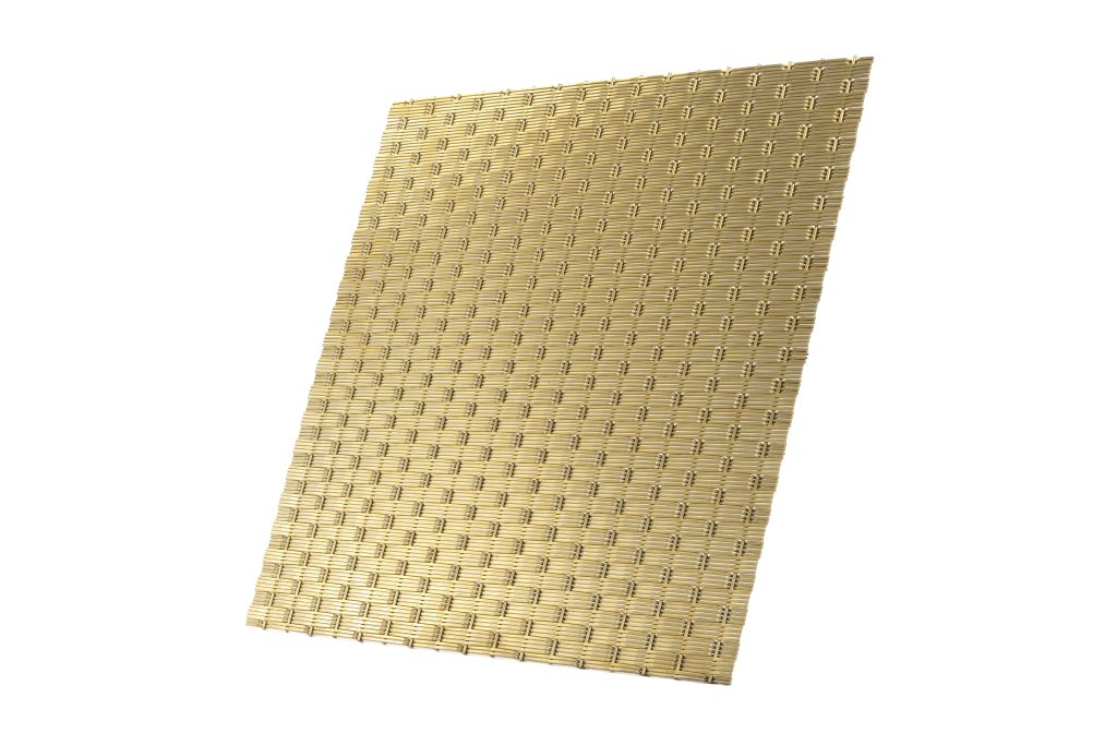 JDL Amron PVD architectural mesh - Product Ref: JDL Amron PVD Rigid Woven Mesh DF-8 - Colour: Champagne - Champagne is suitable for interior and exterior use