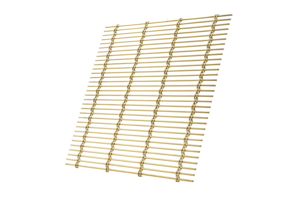 JDL Amron PVD architectural mesh - Product Ref: JDL Amron PVD Rigid Woven Mesh M13Z-179 - Colour: Champagne - Champagne is suitable for interior and exterior use