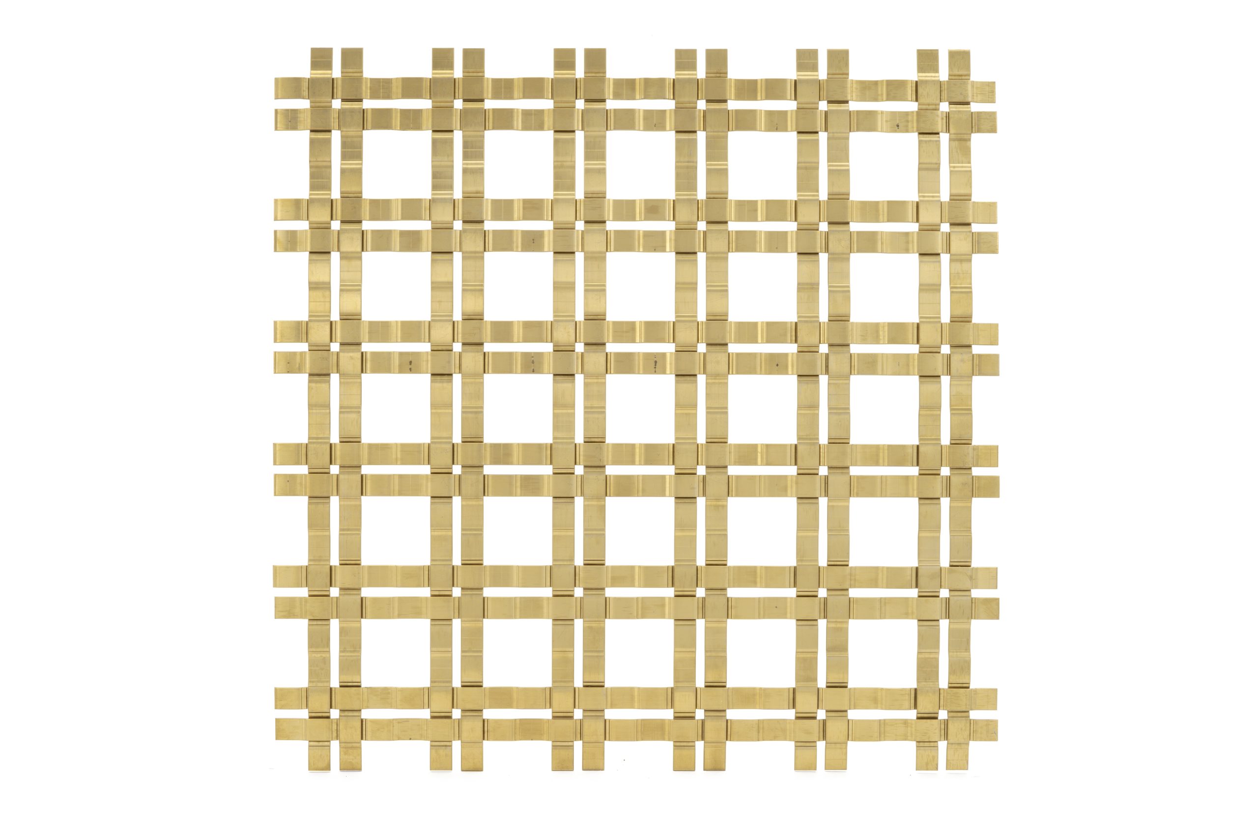 JDL Amron PVD architectural mesh - Product Ref: JDL Amron PVD Rigid Woven Mesh M22-38 - Colour: Champagne - Champagne is suitable for interior and exterior use JDL Amron PVD architectural mesh - Product Ref: JDL Amron PVD Rigid Woven Mesh M22-38 - Colour: Champagne - Champagne is suitable for interior and exterior use