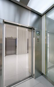 PVD coloured stainless steel in Nickel Hairline and Chrome Vibration for elevator cab interior. - Krungsri Ploenchit Tower, Thailand. - Elevator: A global elevator brand - Architecture and design: Palmer & Turner, Hong Kong - PVD coloured stainless steel by Double Stone Steel in partnership with John Desmond Ltd.