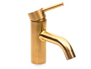 Prestige basin tap WA 100 in PVD coloured stainless steel Brass Brush