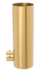 The Splash Lab toilet brush holder in Brass Brush PVD coloured stainless steel.