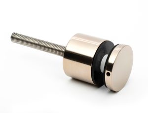 Balustrade clamp stand- off fixing in PVD coloured stainless steel Nickel Mirror