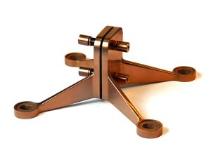 Structural spider bracket in PVD coloured stainless steel Copper Brush
