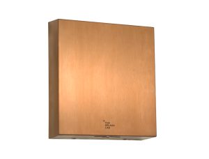 The Splash Lab Slim Wall-Mounted Hand Dryer in PVD coloured stainless steel Brass Brush