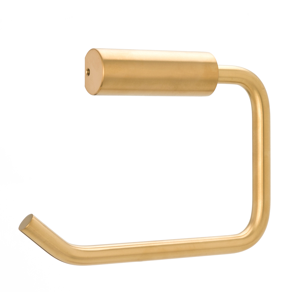 TDL.45 Single toilet roll holder in PVD coloured stainless steel in Brass Brush by The Splash Lab.