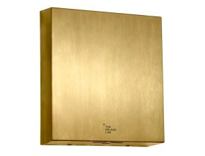 The Splash Lab wall-mounted sensor operated soap dispenser in PVD coloured stainless steel Brass Brush
